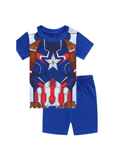 Children's Captain America short-sleeved Home Clothes Middle-aged Children Superman Pajama Set