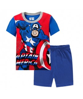 Children's Captain America short-sleeved Home Clothes Middle-aged Children Superman Pajama Set
