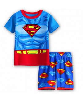 Children's Captain America short-sleeved Home Clothes Middle-aged Children Superman Pajama Set