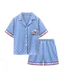 Children's Ultraman Ice Silk Pajamas for Boys Summer Short Sleeve Thin Cartoon Batman Pajama Set