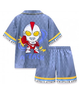 Children's Ultraman Ice Silk Pajamas for Boys Summer Short Sleeve Thin Cartoon Batman Pajama Set