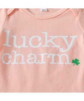 St. Patrick's Day Lucky Charm Short Sleeve Baby Girl's Pajama Set 