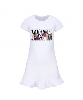 Taylor Swift 100-160 Girls Short Sleeve Pajamas Nightdress Home Clothes Skirt
