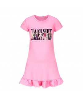 Taylor Swift 100-160 Girls Short Sleeve Pajamas Nightdress Home Clothes Skirt