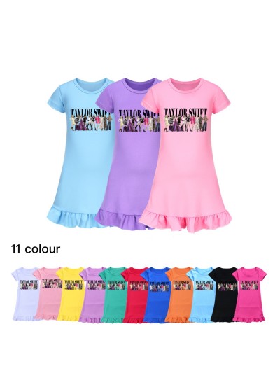 Taylor Swift 100-160 Girls Short Sleeve Pajamas Nightdress Home Clothes Skirt