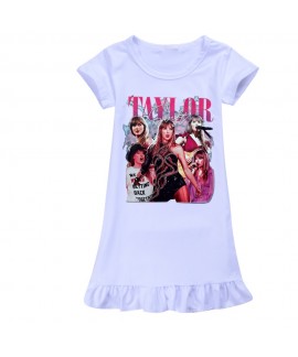 Taylor Swift 100-160 Girls Ice Silk Short Sleeve Pajamas Nightgown Taylor Swift Homewear Skirt