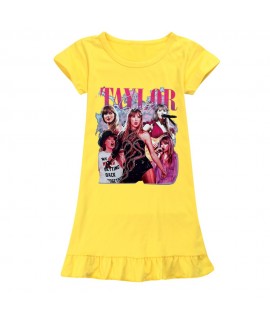 Taylor Swift 100-160 Girls Ice Silk Short Sleeve Pajamas Nightgown Taylor Swift Homewear Skirt