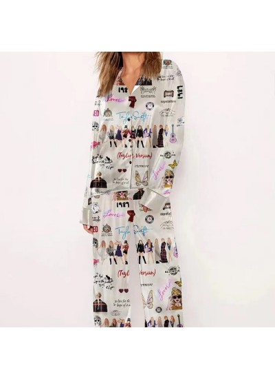 Taylor Swift Printed Pajamas Set Taylor Swift Plus Size Fashion Pajamas Grinch Star Pajamas