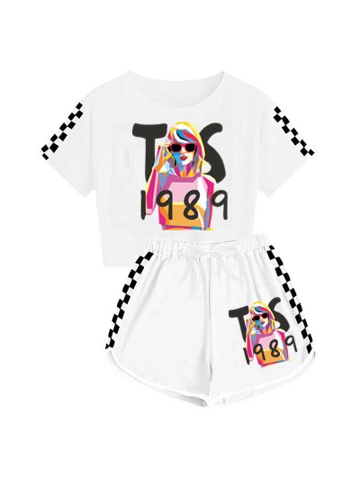 Taylor Swift Boys And Girls T-shirt  And Shorts Sports Pajamas For Children 1989 Taylor Swift Pajamas Set