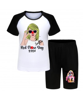 Taylor Swift Red Nose 110-170 Boys And Girls T-shirt Shorts Pajama Set