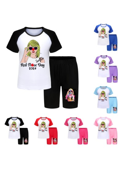Taylor Swift Red Nose 110-170 Boys And Girls T-shirt Shorts Pajama Set