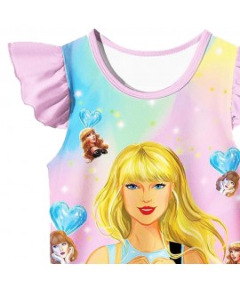 Taylor Swift Girls' Short Sleeve Pajamas Nightgown Lounge Dress Taylor Swift Pajamas For Summer