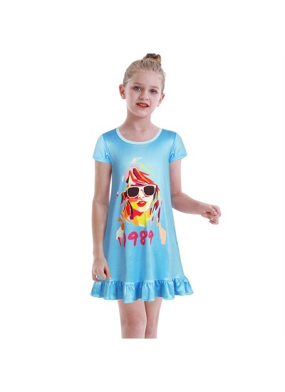 International Superstar Female Singer Taylor Swift Girls' Nightgown Taylor Swift Children's Home Skirt Taylor Swift Pajamas