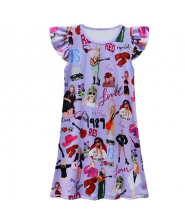 International Superstar Female Singer Taylor Swift Girls' Nightgown Taylor Swift Children's Home Skirt Taylor Swift Pajamas