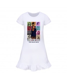 Taylor Swift 100-160 Girls Short Sleeve Pajamas Nightgown Taylor Swift Homewear Skirt For Summer