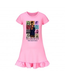 Taylor Swift 100-160 Girls Short Sleeve Pajamas Nightgown Taylor Swift Homewear Skirt For Summer