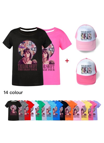 Taylor Swift Summer Boys And Girls Short-sleeved T-shirt Pajamas+Hat