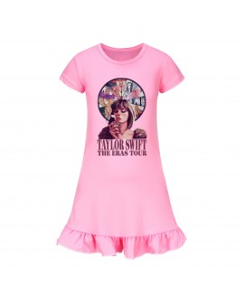 Taylor Swift 100-160 Girls Short Sleeve Nightdress Home Clothes Skirt Pajamas