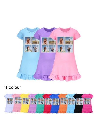 Taylor Swift100-160 Girls Short Sleeve Pajamas Nightdress Home Clothes Skirt