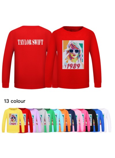 Taylor Swift Boys And Girls Round Neck Multi-color Sweatshirt Taylor Swift Children's Long-sleeved Pajamas