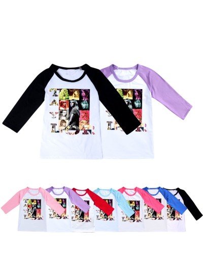 Taylor Swift Children's Three-quarter Sleeve T-shirt Multi-color Pajamas For Boys And Girls