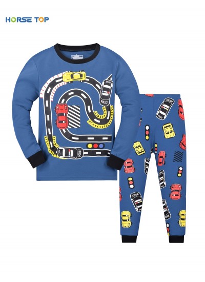 Boys Print Pajamas Set Long Sleeves And Pants Set 