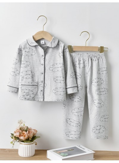 Pajamas Set Casual Button Cotton Boys Homewear 