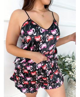 Plus Size Casual Pajama Two Piece Set, Women's Plu...