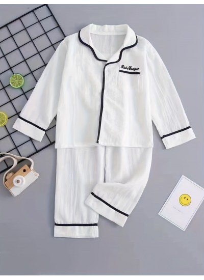 Boys Loungewear Sets Long Sleeves Tops Bottoms Comfortable Cozy Casual Pajamas Set 