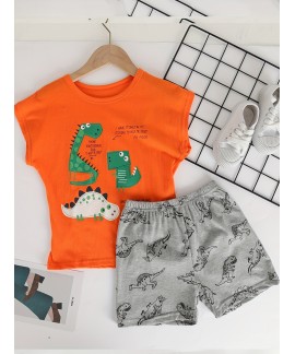Boys Cute Dinosaurs Pajamas Set Sleeveless Tops Bo...