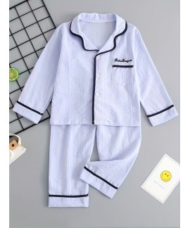 Boys Casual Pajamas Set Long Sleeves Tops Bottoms Comfortable Cozy Loungewear Sets 