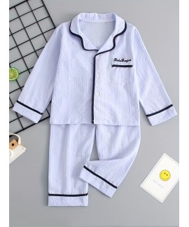 Boys Casual Pajamas Set Long Sleeves Tops Bottoms ...