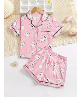 Short Sleeve Top Kids Girls Pajamas 