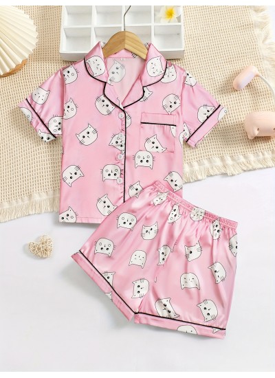 Short Sleeve Top Kids Girls Pajamas 