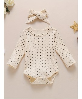 Newborn Baby Girl Boy Romper Long Sleeve Polka Dot Printed Jumpsuit One Piece Pajamas Fall Winter Clothes 