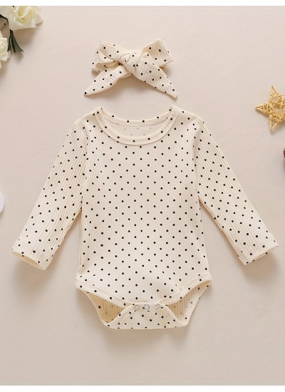 Newborn Baby Girl Boy Romper Long Sleeve Polka Dot Printed Jumpsuit One Piece Pajamas Fall Winter Clothes 
