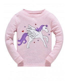 Girls Cartoon  Unicorn Printed Pajama Sets 