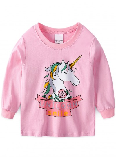 Girls Unicorn Print Casual Pajamas