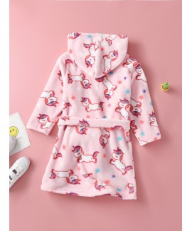 Girls Flannel Robe Pajamas Hooded Loungewear 2023 ...