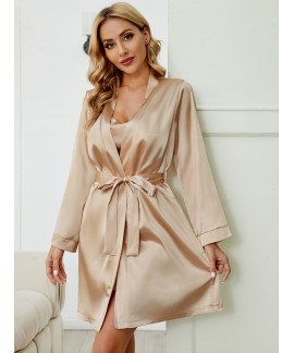 Women's Sleepwear Silk Satin Dress &Robe Pajam...