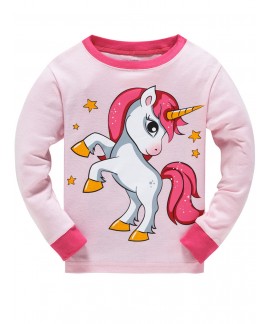 Children's Girl Cute Unicorngirl Printed Pajamas S...