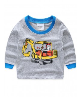 2023 New Kids Boys Cartoon Excavator Pattern Pajam...