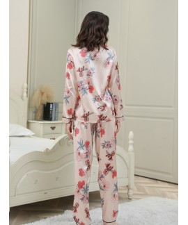 Women's Sleepwear Comfortable Two-piece Set Silk S...