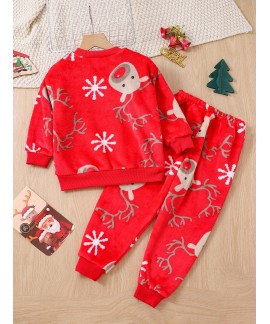 2pcs Boys And Girls Christmas Deer Thickened Flann...