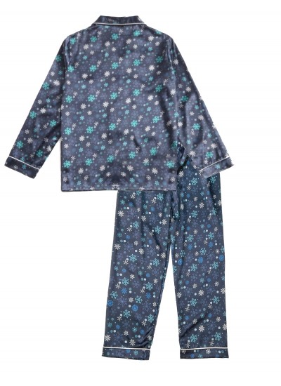 Men's Christmas Blue Snowflake Print Casual Pajama Set 