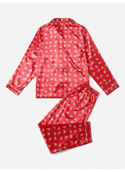 Men's Christmas Pattern &quot;ho Ho Ho&quot; Satin Pajama Set 