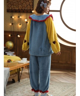 Cute Thermal &Fuzzy Embroidered Loungewear Set...