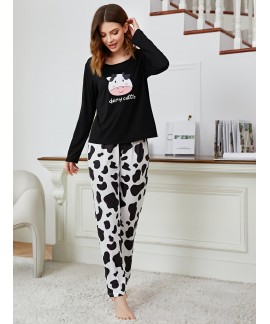 Cow Pattern Soft Pajama Set 