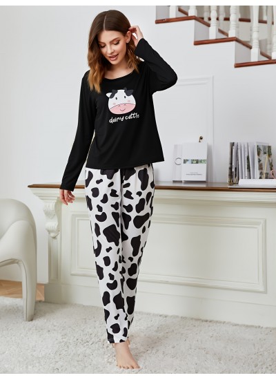 Cow Pattern Soft Pajama Set 