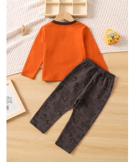 Kids Casual Cute Printed Crew Neck Long Sleeve Tro...